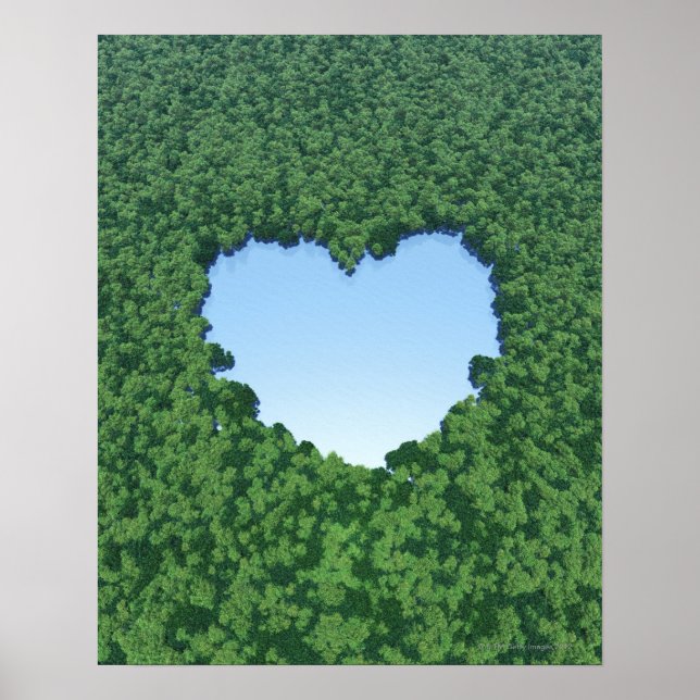 Poster Lac en forme de coeur (Devant)