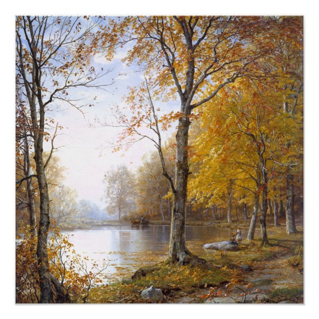 Poster Lac forest dans Automn (Devant)