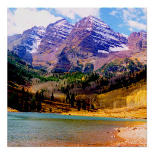 Poster Lac marron et Bells marron en automne