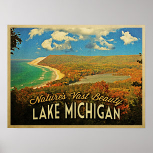 Poster Lac Michigan Vintage