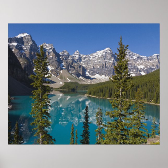 Poster Lac Moraine, Rocheuses canadiennes, Alberta, Canad (Devant)