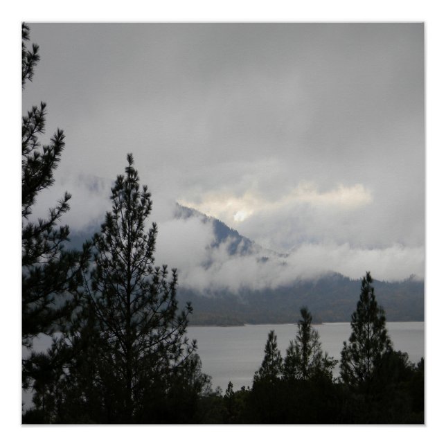 Poster Lac Whiskeytown avec brouillard... (Devant)