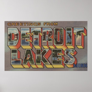 Poster Lacs detroit, Minnesota - grandes scènes de lettre