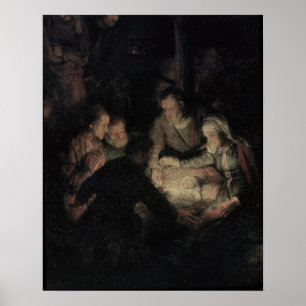 Poster L'adoration des bergers, détail, 1646