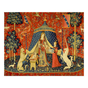Poster Lady et l'art de la Tapisserie médiévale Unicorn