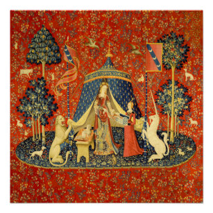 Poster Lady et l'art de la Tapisserie médiévale Unicorn