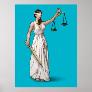 Poster Lady Justice - Scuba Blue