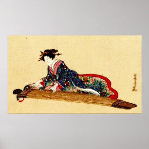 Poster Lady Playing Koto 1878