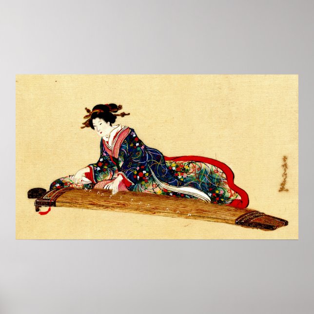 Poster Lady Playing Koto 1878 (Devant)