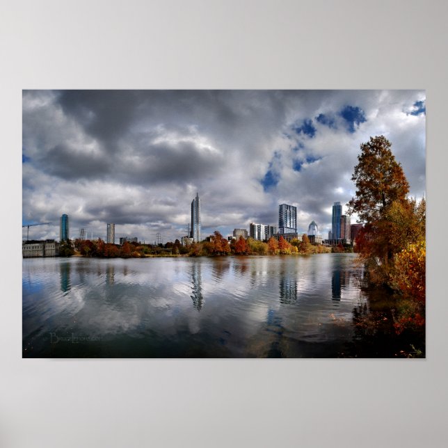 Poster Ladybird Lake - Austin Texas Skyline 4 (Devant)