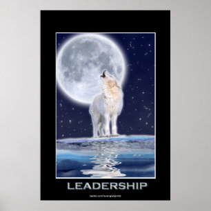 Poster L'affiche d'art du loup arctique et d'une lune d'h