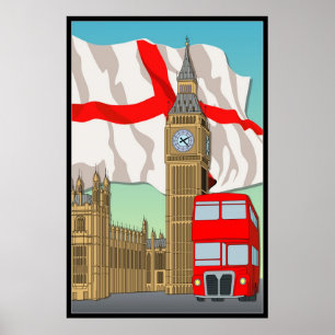 Poster L'affiche de mur d'art de Londres Vecter/a encadré