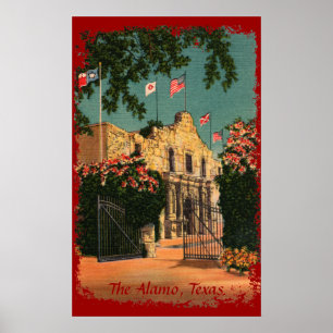 Poster L'affiche vintage du Texas The Alamo