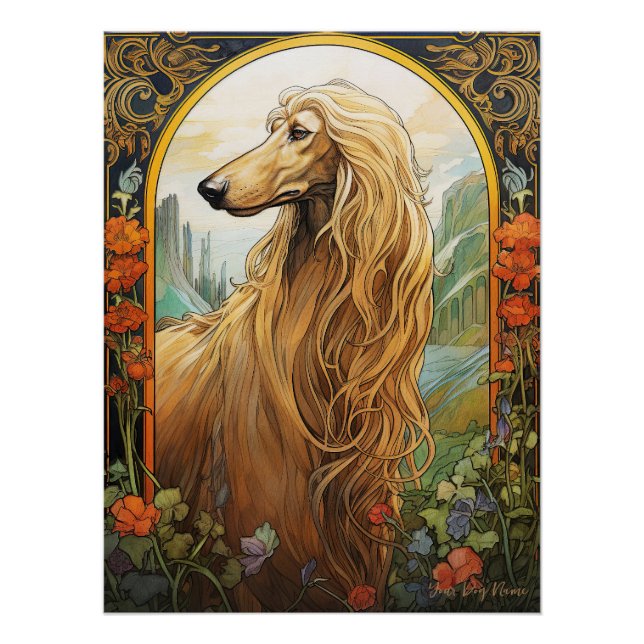 Poster L'Afghan Hound Dog 002 - Natalia Mucha (Devant)