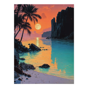 Poster Lagon au coucher du soleil