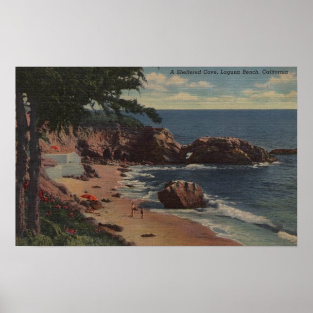 Poster Laguna Beach, CA - Shelter Cove on Coast (Devant)