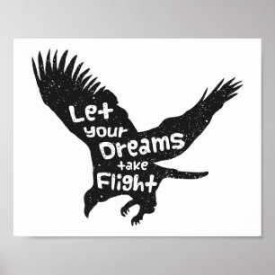 Poster Laissez vos rêves prendre vol Eagle Black Grunge