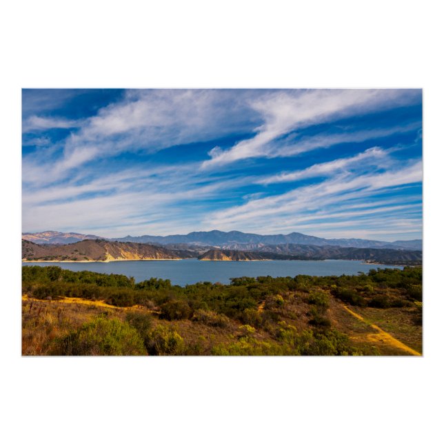 Poster Lake Cachuma Panorama Santa Ynez Mountain Photo (Devant)