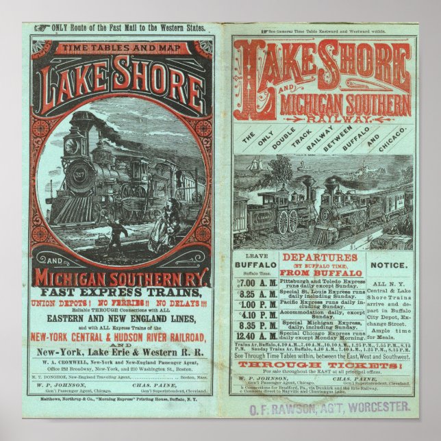 Poster Lake Shore et Michigan So Railway (Devant)
