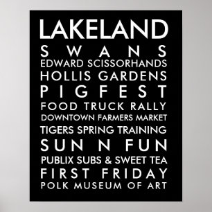 Poster Lakeland histoire 16x20 texte blanc