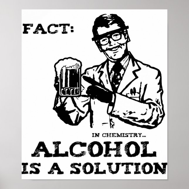 Poster L'alcool est une solution en chimie rétro (Devant)