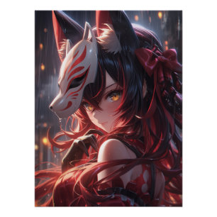 Poster Lame de Kitsune Japonais Fox Samurai
