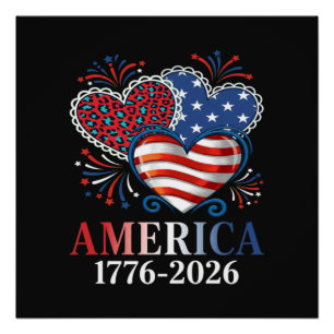 Poster l'amérique a du cœur 1776-2026 patriotique