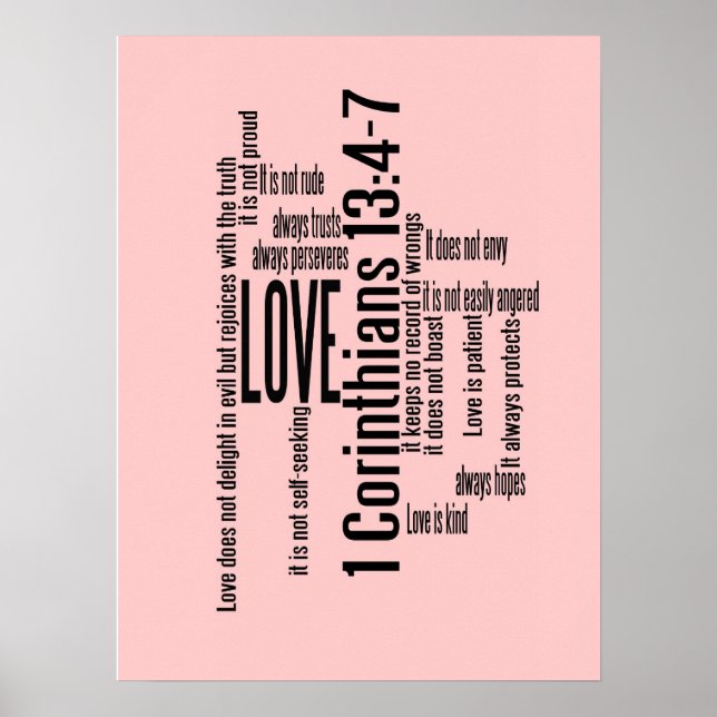 Poster L'amour est Patient Scramble Rose non encadrée ou  (Devant)