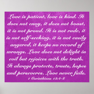Poster L'amour n'échoue jamais verset biblique 1 Corinthi