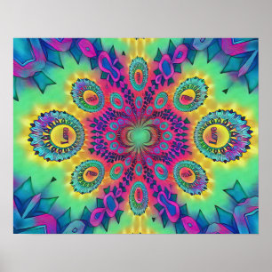 Poster L'amour psychédélique multicolore est l'amour Moti