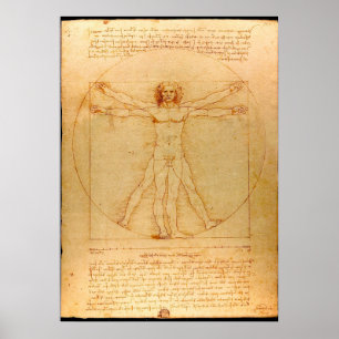 Poster L'anatomie humaine, Vitruvien par Léonard de Vinci