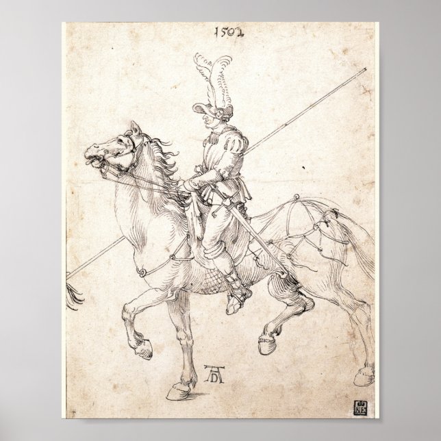 Poster Lancer à cheval par Albrecht Durer (Devant)