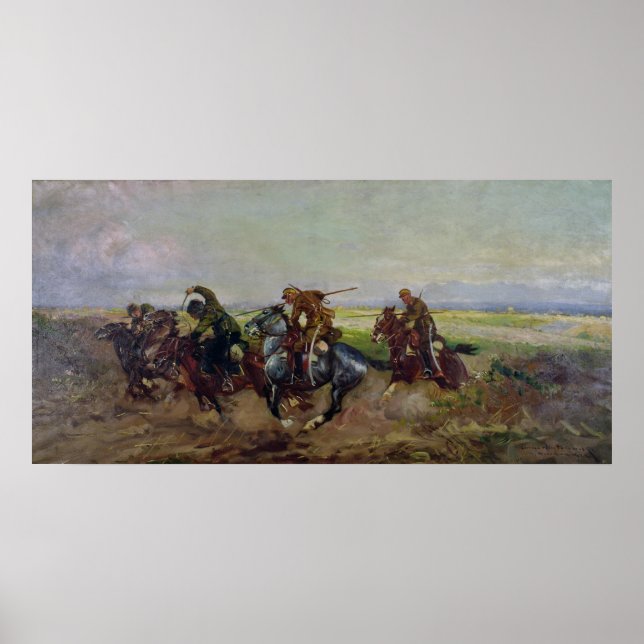 Poster Lancers polonais attaquant les Russes, 1920 (Devant)
