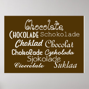 Poster Langues de l'affiche de chocolat 28" x 20", (Matte