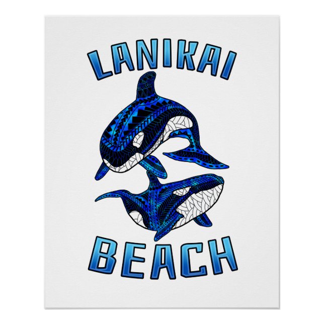Poster Lanikai Beach Hawaii Vacances Orques de baleines t (Devant)
