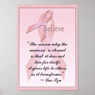 Poster Lao Tzu Citation du cancer du sein rose