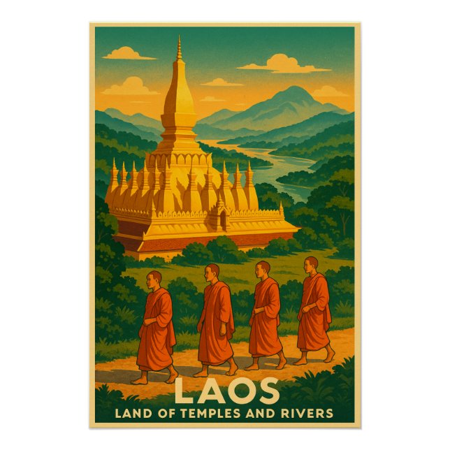 Poster Laos - Pays des Temples et des Rivières (Devant)