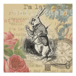 Poster Lapin Blanc Aventures d'Alice au Pays des Merveill