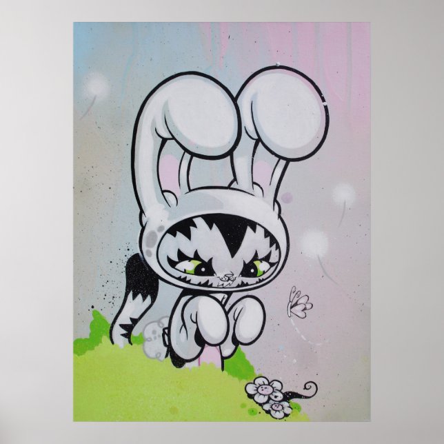 Poster Lapin Chat Papillon (Devant)