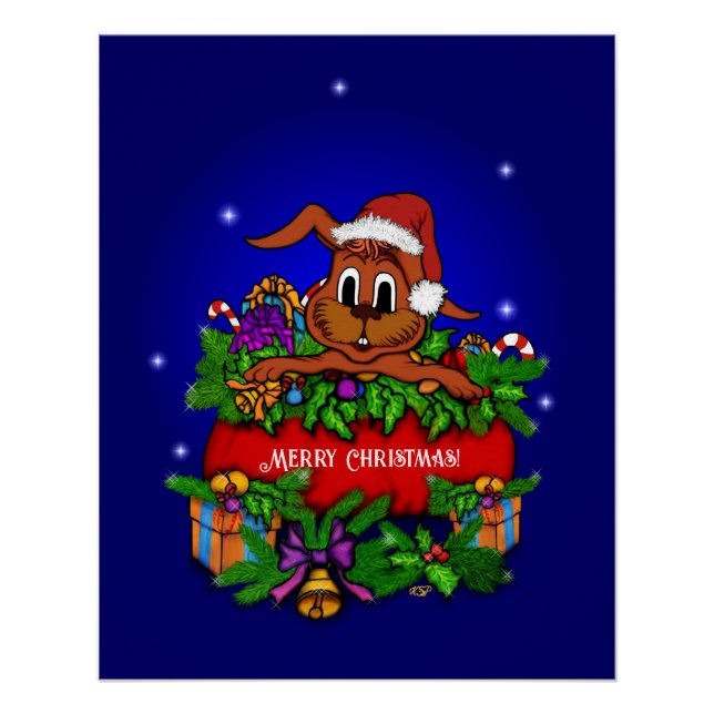 Poster Lapin de Noël (Devant)