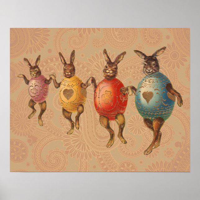 Poster Lapin de Pâques Œufs Dansants (Devant)