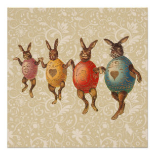 Poster Lapin de Pâques Œufs Dansants