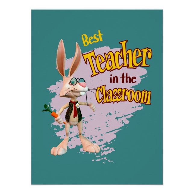 Poster Lapin drôle Meilleur enseignant de la classe (Devant)