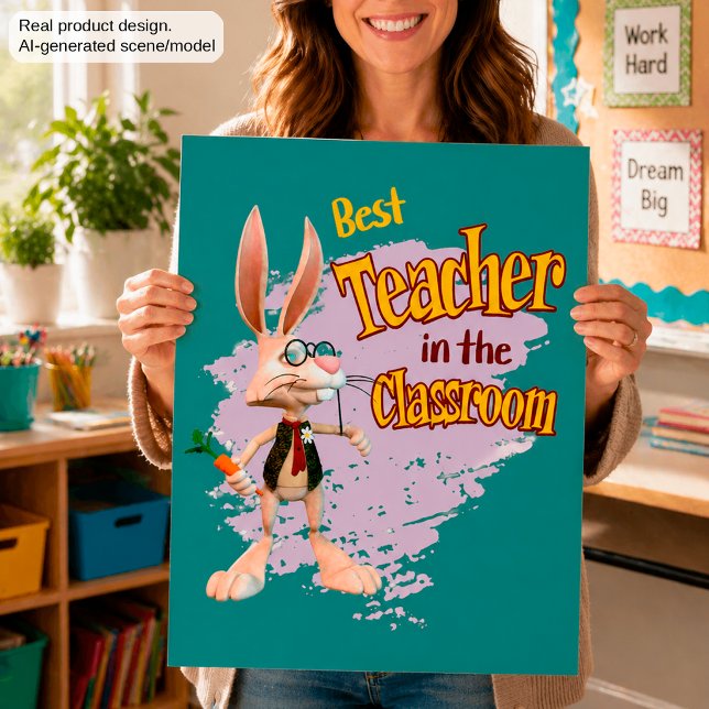 Poster Lapin drôle, meilleur professeur de la classe (Créateur téléchargé)