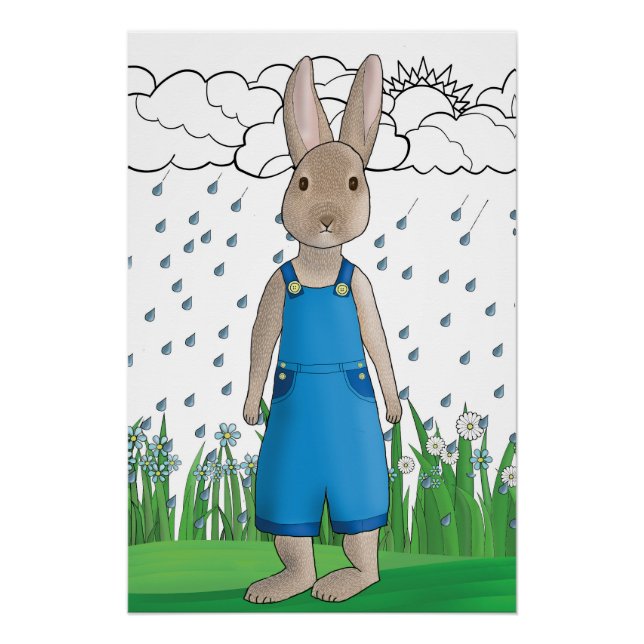 Poster lapin en pluie (Devant)