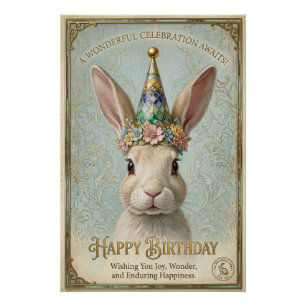 Poster Lapin Fantaisiste Anniversaire Élégance