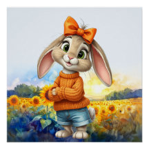 Lapin girly champ de tournesol 