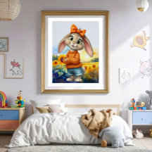 Lapin girly champ de tournesols 