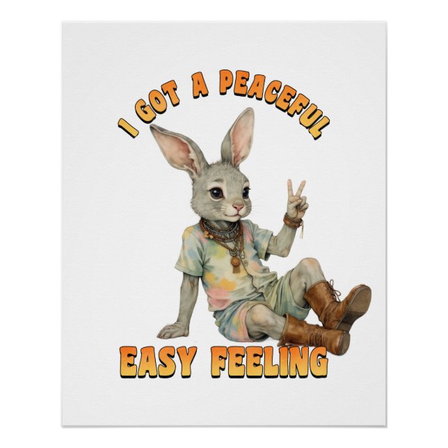 Poster Lapin Hippie Boho Paisible Facile à Ressentir  (Devant)