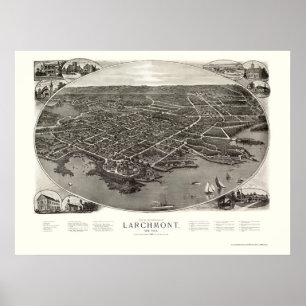 Poster Larchmont, NY Carte panoramique - 1904